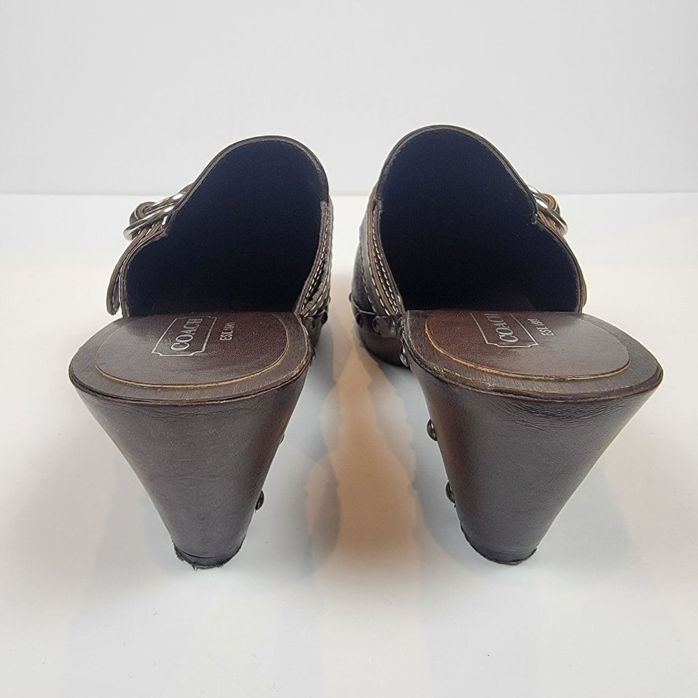 Coach Brown Leather Studded Mule Clogs - Picture 5 of 7